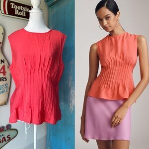 Anthropologie The Della Pleated-Waist Shell Top